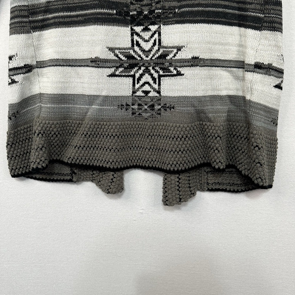 BCBG‎ Maxazria Women's Medium Open Front Cardigan Sweater Gray Black White - Picture 6 of 9